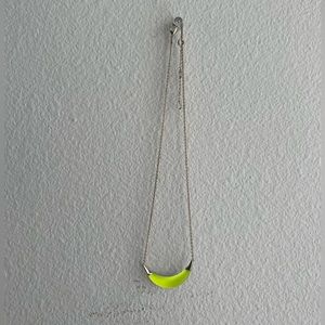 Alexis Bittar Gold Capped Crescent Lucite Necklace- Neon Yellow